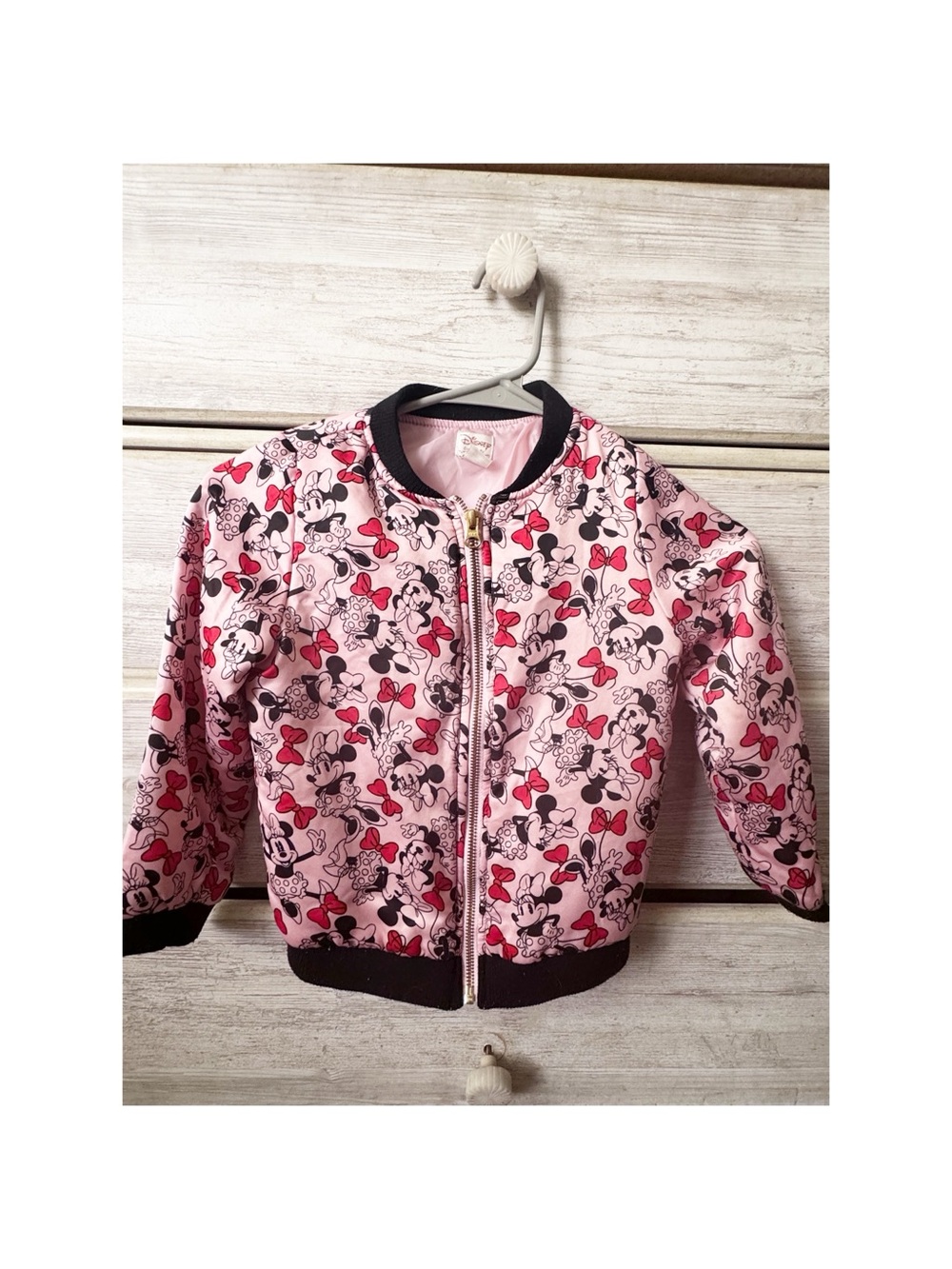 Disney Pink Minnie Mouse Bomber Jacket with Black Trim